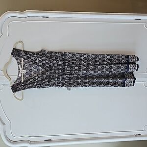 Max Studio dress, black and white with blue/green border, size M